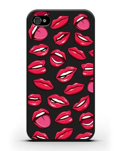 Чехол со стикерами Губы силиконовый для iPhone 4/4s