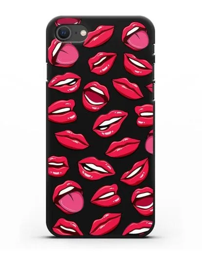 Чехол со стикерами Губы силиконовый для iPhone SE 2020