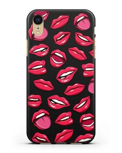 Чехол со стикерами Губы силиконовый для iPhone XR