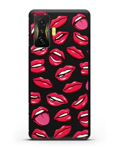 Чехол со стикерами Губы силиконовый для Xiaomi Poco F4 GT