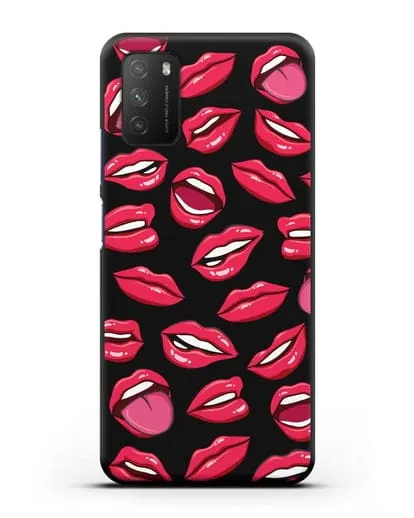 Чехол со стикерами Губы силиконовый для Xiaomi Poco M3