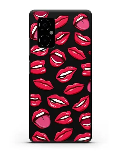 Чехол со стикерами Губы силиконовый для Xiaomi Poco M4 5G