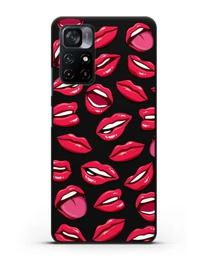 Чехол со стикерами Губы силиконовый для Xiaomi Poco M4 Pro 5G