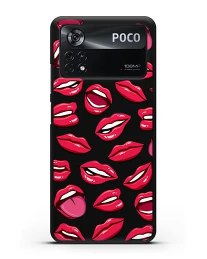 Чехол со стикерами Губы силиконовый для Xiaomi Poco X4 Pro
