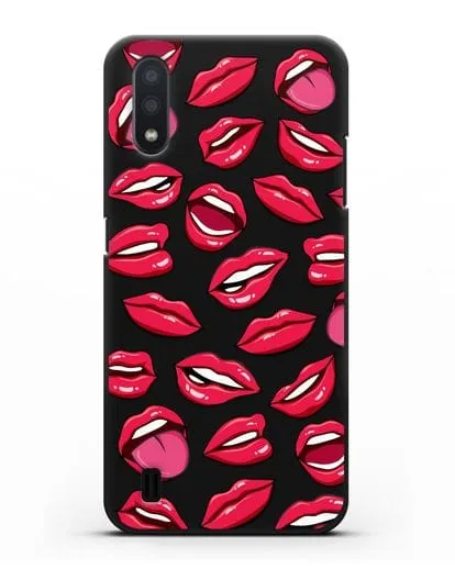 Чехол со стикерами Губы силиконовый для Samsung Galaxy A01 [SM-A015F]