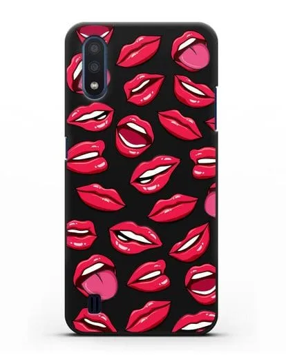 Чехол со стикерами Губы силиконовый для Samsung Galaxy M01 [SM-M015F]