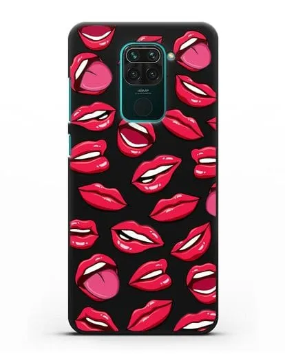 Чехол со стикерами Губы силиконовый для Xiaomi Redmi Note 9