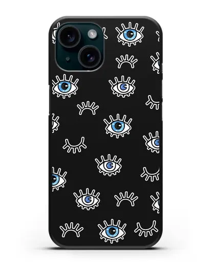 Чехол со стикерами Глаза силиконовый для iPhone 15