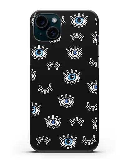 Чехол со стикерами Глаза силиконовый для iPhone 15 Plus