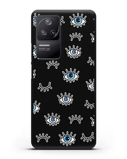 Чехол со стикерами Глаза силиконовый для Xiaomi Poco F4