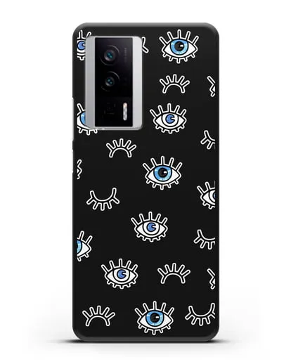 Чехол со стикерами Глаза силиконовый для Xiaomi Poco F5 Pro