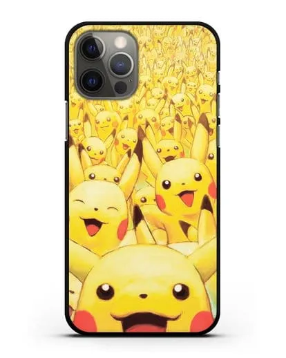 Чехол аниме Покемон - Толпа Пикачу силиконовый для iPhone 12 Pro