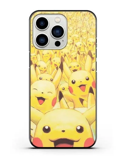 Чехол аниме Покемон - Толпа Пикачу силиконовый для iPhone 13 Pro