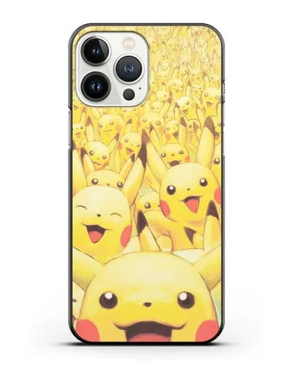Чехол аниме Покемон - Толпа Пикачу силиконовый для iPhone 13 Pro Max