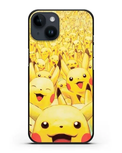 Чехол аниме Покемон - Толпа Пикачу силиконовый для iPhone 14