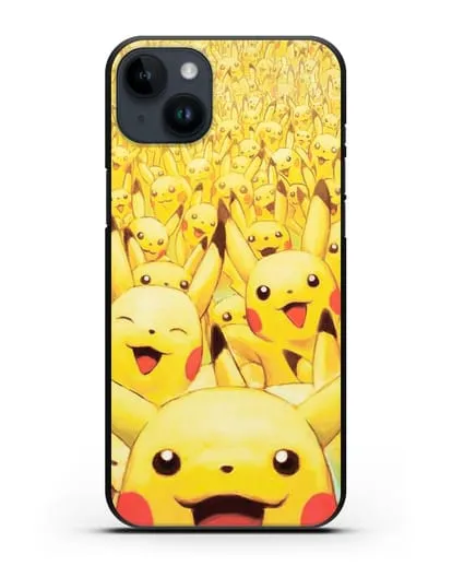 Чехол аниме Покемон - Толпа Пикачу силиконовый для iPhone 14 Plus