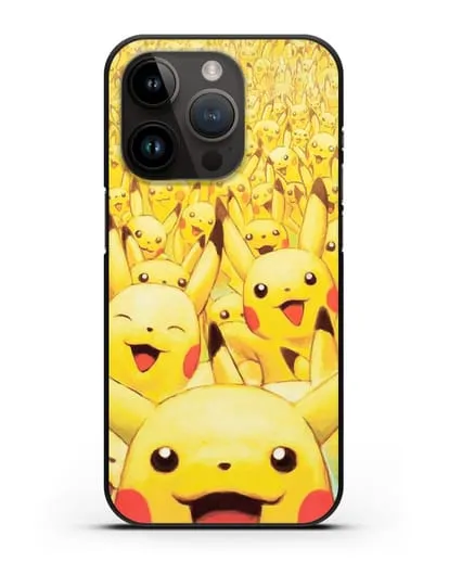 Чехол аниме Покемон - Толпа Пикачу силиконовый для iPhone 14 Pro