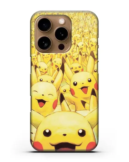 Чехол аниме Покемон - Толпа Пикачу силиконовый для iPhone 16 Pro