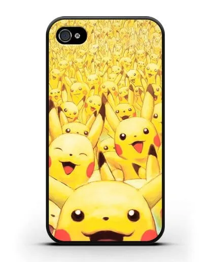 Чехол аниме Покемон - Толпа Пикачу силиконовый для iPhone 4/4s