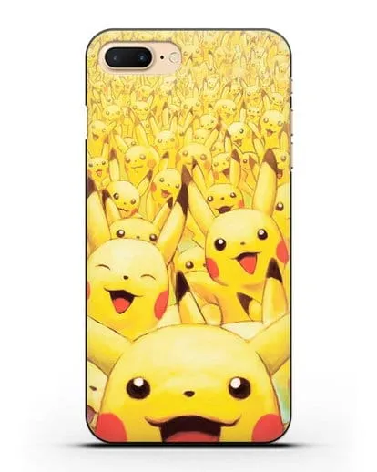 Чехол аниме Покемон - Толпа Пикачу силиконовый для iPhone 7 Plus