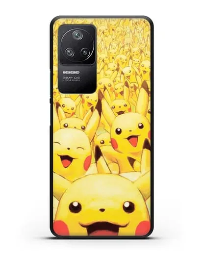 Чехол аниме Покемон - Толпа Пикачу силиконовый для Xiaomi Poco F4