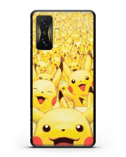 Чехол аниме Покемон - Толпа Пикачу силиконовый для Xiaomi Poco F4 GT