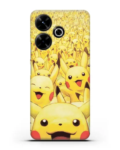 Чехол аниме Покемон - Толпа Пикачу силиконовый для Xiaomi Poco M6