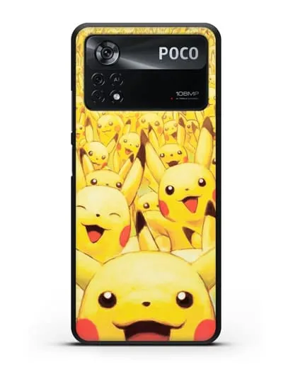 Чехол аниме Покемон - Толпа Пикачу силиконовый для Xiaomi Poco X4 Pro