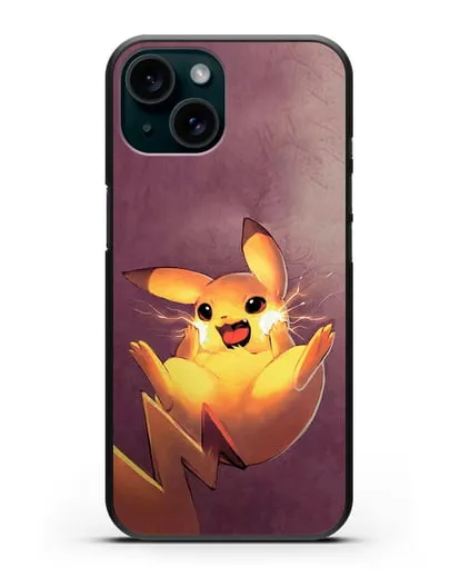 Чехол аниме Покемон - Озорной Пикачу силиконовый для iPhone 15
