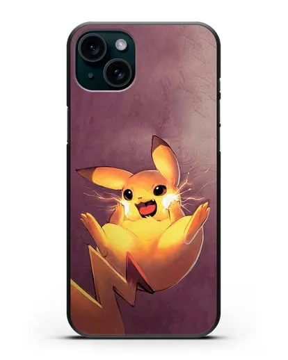 Чехол аниме Покемон - Озорной Пикачу силиконовый для iPhone 15 Plus