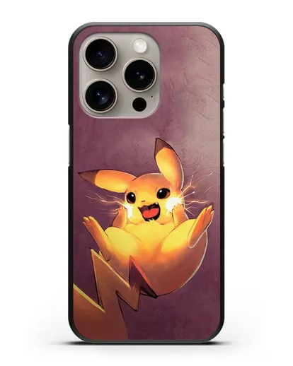 Чехол аниме Покемон - Озорной Пикачу силиконовый для iPhone 15 Pro
