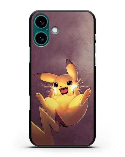 Чехол аниме Покемон - Озорной Пикачу силиконовый для iPhone 16 Plus