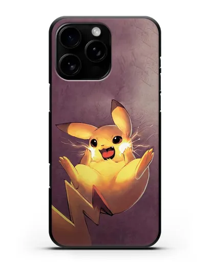 Чехол аниме Покемон - Озорной Пикачу силиконовый для iPhone 16 Pro Max