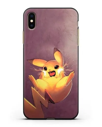 Чехол аниме Покемон - Озорной Пикачу силиконовый для iPhone XS Max