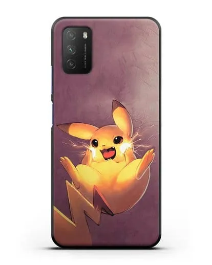 Чехол аниме Покемон - Озорной Пикачу силиконовый для Xiaomi Poco M3