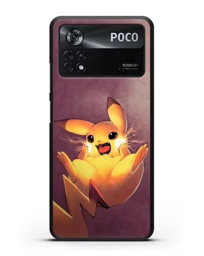 Чехол аниме Покемон - Озорной Пикачу силиконовый для Xiaomi Poco X4 Pro