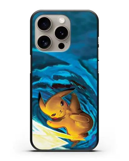 Чехол аниме Покемон - Пикачу в деле силиконовый для iPhone 15 Pro