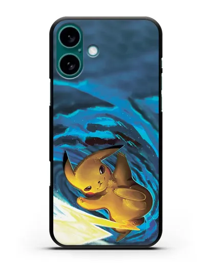 Чехол аниме Покемон - Пикачу в деле силиконовый для iPhone 16 Plus