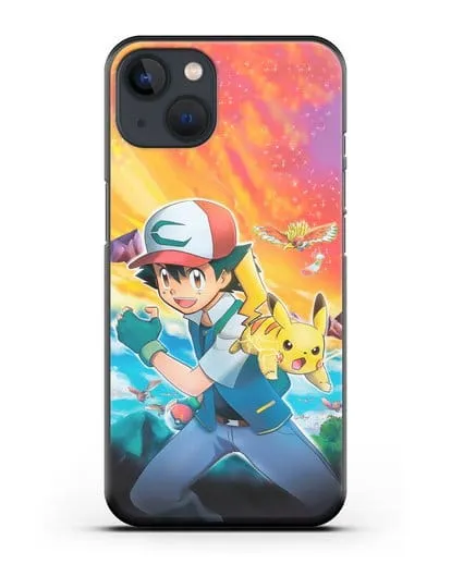 Чехол аниме Покемон - Эш силиконовый для iPhone 13