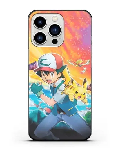 Чехол аниме Покемон - Эш силиконовый для iPhone 13 Pro