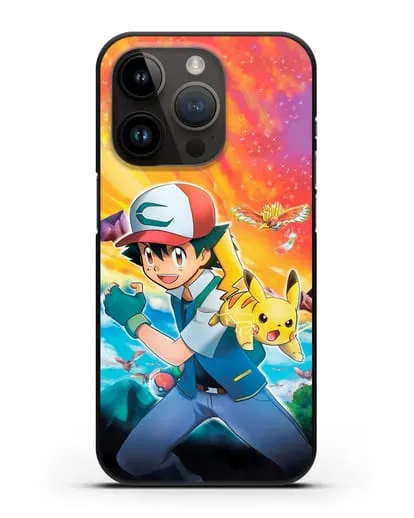 Чехол аниме Покемон - Эш силиконовый для iPhone 14 Pro