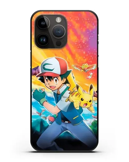 Чехол аниме Покемон - Эш силиконовый для iPhone 14 Pro Max