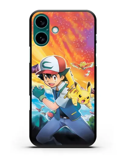 Чехол аниме Покемон - Эш силиконовый для iPhone 16 Plus