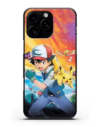 Чехол аниме Покемон - Эш силиконовый для iPhone 16 Pro Max