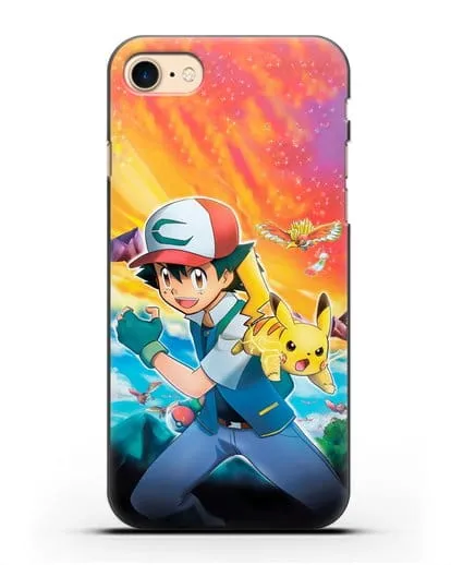 Чехол аниме Покемон - Эш силиконовый для iPhone 8