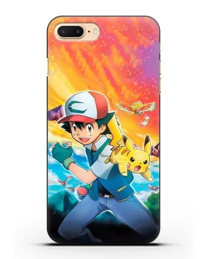 Чехол аниме Покемон - Эш силиконовый для iPhone 7 Plus