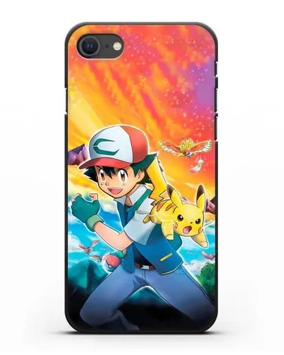 Чехол аниме Покемон - Эш силиконовый для iPhone SE 2020