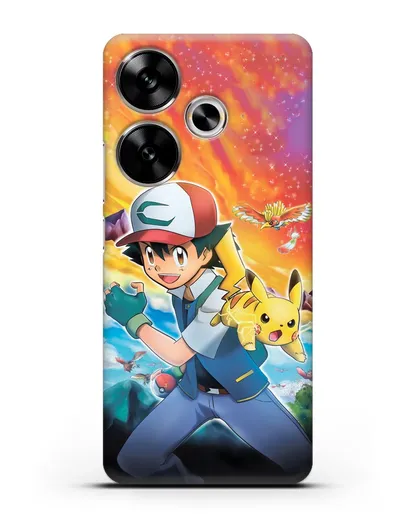 Чехол аниме Покемон - Эш силиконовый для Xiaomi Poco F6