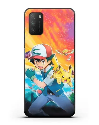 Чехол аниме Покемон - Эш силиконовый для Xiaomi Poco M3