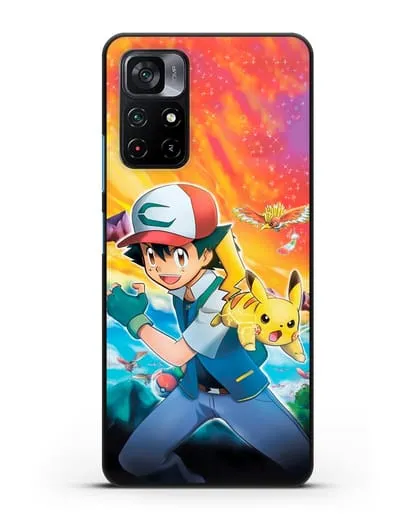 Чехол аниме Покемон - Эш силиконовый для Xiaomi Poco M4 Pro 5G